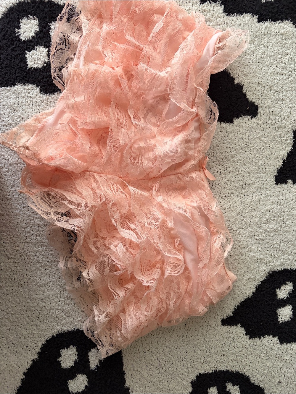 Peach Lace Ruffle Women's Shorts
